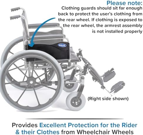 AlveyTech Full Length Clothing Guard for Invacare Tracer & 9000 Series Wheelchairs (Left) - Replacement Black 16" x6-1/2 Wheelchair Under Armrest