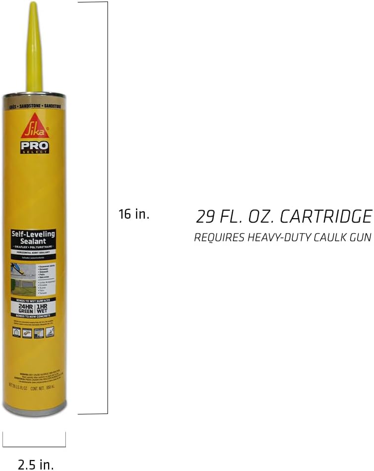 SIKA Sikaflex Self-Leveling Sealant, Gray Polyurethane, Fast Curing, for Concrete Expansion Joints, Waterproof, Paintable, Fills Cracks up to 1.5 in., 10.1 fl. oz Cartridge