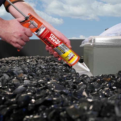Total Tech, White, 9.8oz Cartridges, Heavy-Duty Construction Adhesive & Sealant Caulk, Flexible, All-Weather, Watertight, UV-Resistant, High Strength, Instant Grab, Ideal for Pools, Bathtubs