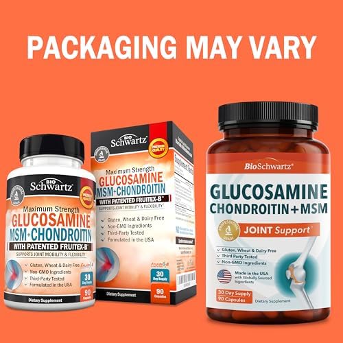 Glucosamine Chondroitin MSM Joint Support Supplement, 90 Capsules | Turmeric & Ginger, Hyaluronic Acid, Collagen, Glucosamine Chondroitin Sulfate for Joint Comfort, Gluten Free, Non GMO
