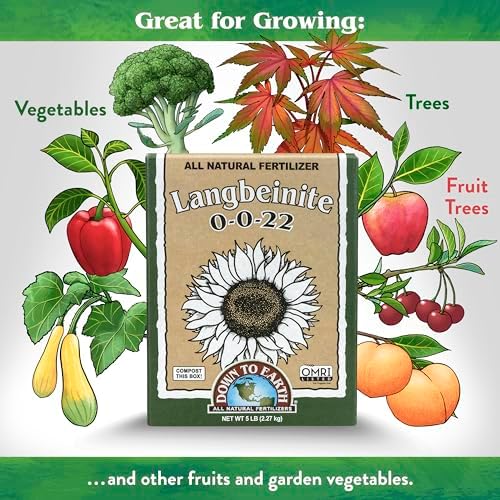 Down To Earth All Natural Fertilizers Organic Langbeinite - 0-0-22, 5 lb | Potassium Magnesium Sulfate (K-Mag), Granular Plant Food, Garden Vegetables