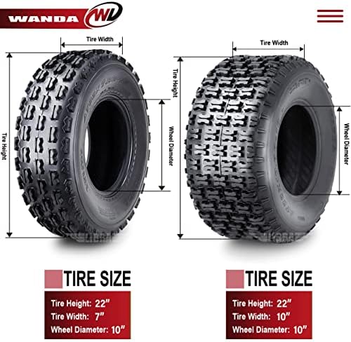 WANDA 4 Sport ATV Tires 22x7-10 Front 22x10-10 Rear 4PR