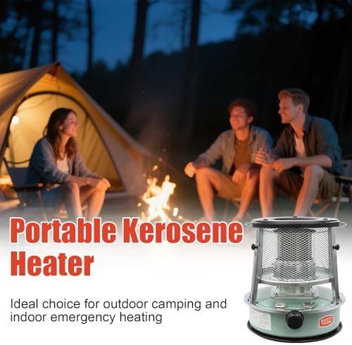 Kerosene Heater, 2600W Kerosene Portable Heaters for Outing Camping & Indoor Use with Handle, Emergency Oil Heater for Heating, Garage, Cooking(4.6L)
