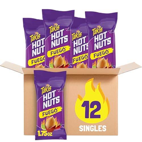Takis Fuego Hot Nuts 12 pc / 3.2 oz Snack Size Box, Hot Chili Pepper & Lime Flavored Extreme Spicy Double-Crunch Peanuts