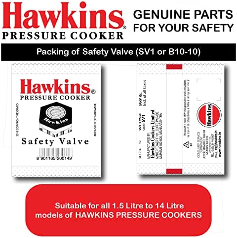Hawkins Aluminium Safety Valve For All Hawkins Pressure Cookers From 1.5 Litre To 14 Litre, Black, Standard (BP SV), 14 Liter
