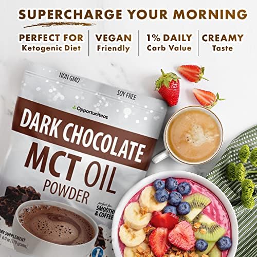 Opportuniteas MCT Oil Powder, Keto Coffee Creamer, Dark Chocolate, 6 oz | Low Carb, Keto Friendly, Boosts Energy & Mental Focus