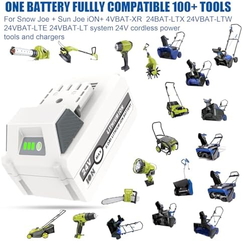 2Pack 6.0Ah 24V Lithium Ion Battery for Snow Joe & Sun Joe 24-Volt Battery | Perfectly Compatible with 24VBAT-XR 24VBAT-LTX 24VBAT-LTW 24VBAT-LTE