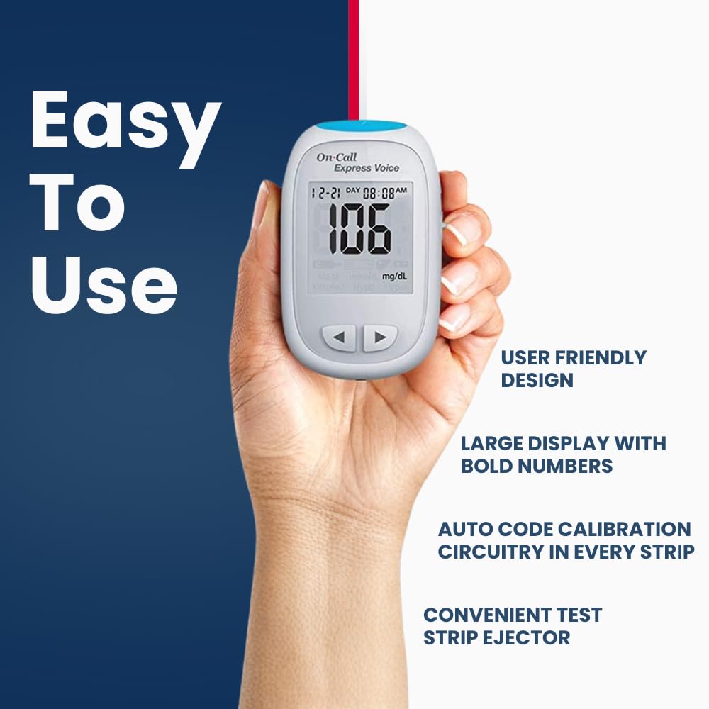 On-Call Blood Glucose Meter Express Voice, Bilingual (English/Spanish)