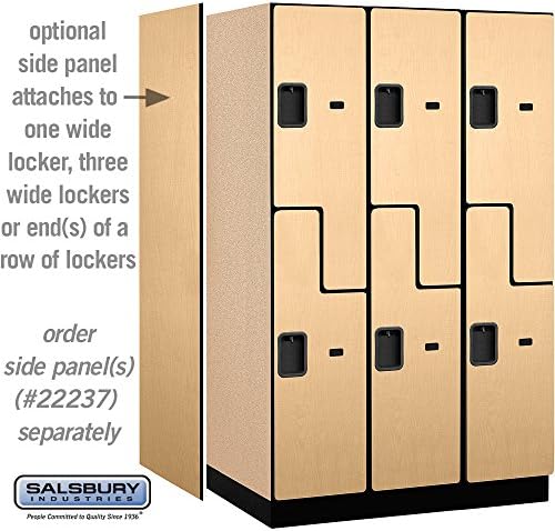 Salsbury Industries 2-Tier S-Style Extra Wide Designer Wood Locker with Three Wide Storage Units, 6-Feet High by 24-Inch Deep, Maple