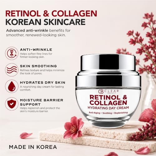 Clear Beauty 24K Gold & Collagen Day Cream Face Moisturizer – Dermatologist Tested, Anti Aging Korean Skin Care – Anti Wrinkle