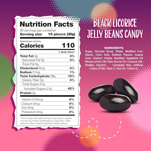 Black Licorice Jelly Beans, Classic Licorice Candy, 2 Lb Bag | Old Fashioned Candy, Chewy Candy