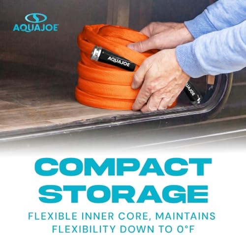Aqua Joe AJFJH75-34-CTR FIBERJACKET Garden Hose, Non-Expanding and Kink-Resistant, 650 PSI Burst Rating, 75 Feet Long, Orange