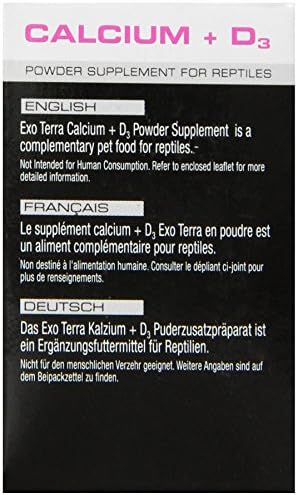 Exo Terra Calcium + D3 Powder, Ultra-fine, 3.2 oz. | Phosphorus Free Formula Boosts Bone Health & Calcium Absorption, Ideal for Insects, Fruits & Veggies
