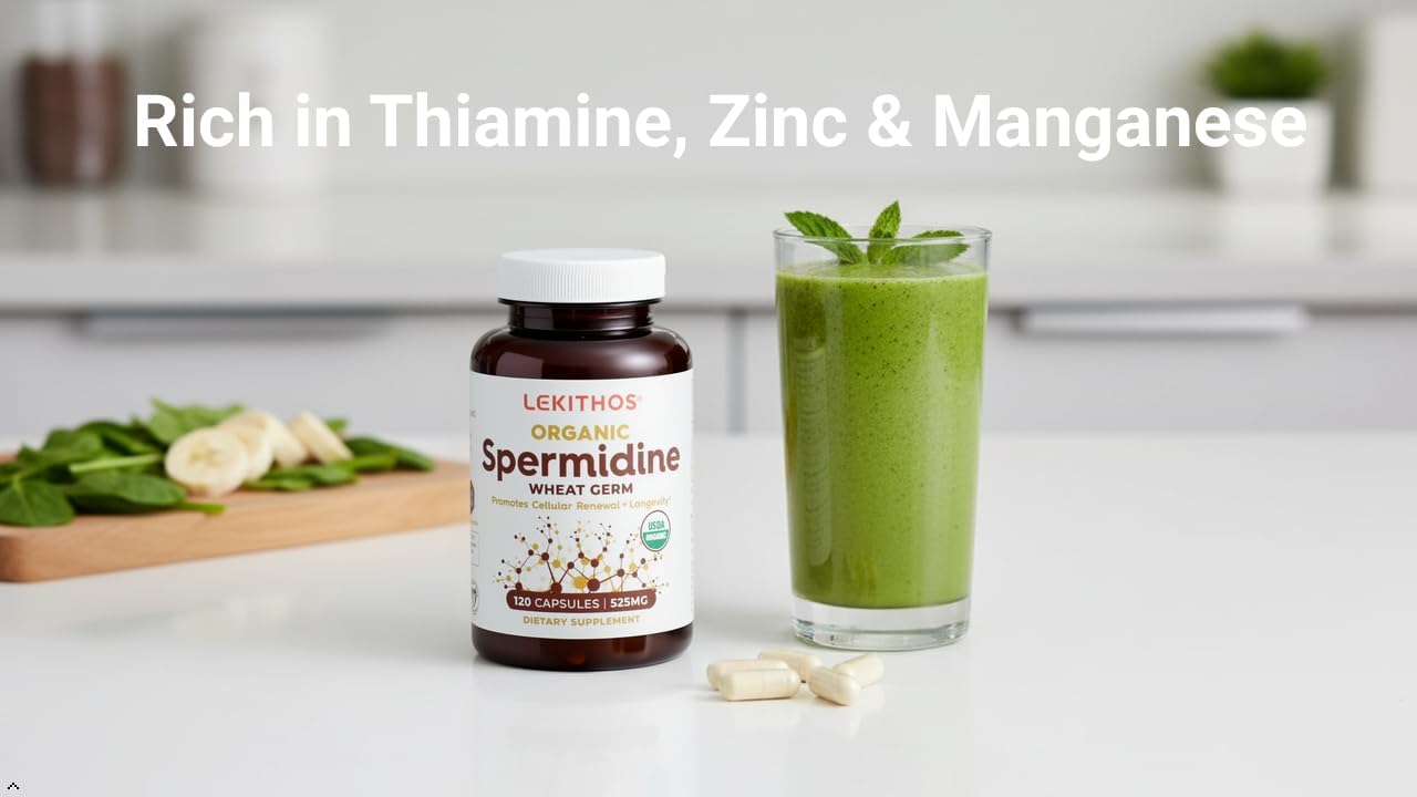 Organic Spermidine Capsules | Organic Wheat Germ Extract | Promotes Cell Renewal, Better Aging | Thiamine, Zinc