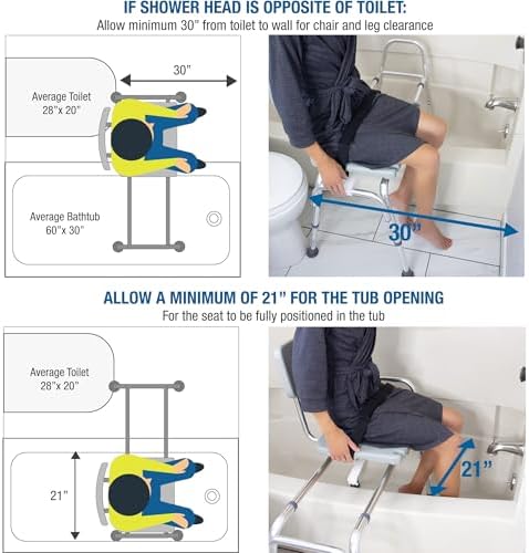 DMI Tub Transfer Bench and Shower Chair with Non Slip Aluminum Body, FSA Eligible, Adjustable Seat Height and Cut Out Access, Holds Weight up to 400 Lbs, Bath and Shower Safety, Transfer Bench