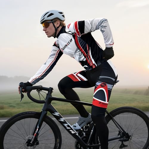 sponeed Cycling Clothes for Men Long Sleeve Mountain Bike Road Bicycle Shirt Jerseys Padded Pants Biking Outfits