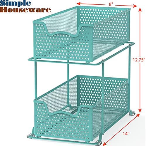 Simple Houseware 2 Tier Sliding Cabinet Basket Organizer Drawer, White