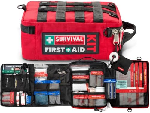 SURVIVAL Large First Aid Kit, 142-Piece Emergency Response System | Color-coded organization, water-resistant, MOLLE compatible, home