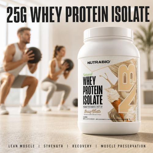 NutraBio Natural Whey Protein Isolate Protein Powder, 25g Protein with Complete Amino Acid Profile, Non-GMO, Soy & Gluten Free, Low Carb, Low Calorie - 20 Servings- Chocolate