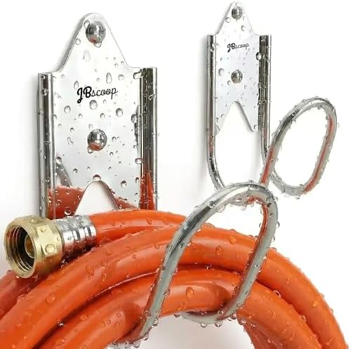 JBscoop Garden Hose Holder, Garden Hose Hanger Wall Mount for Water Hose, Extension Cords, Air Compressor Hose, Heavy Duty & Rust Proof Set of 1