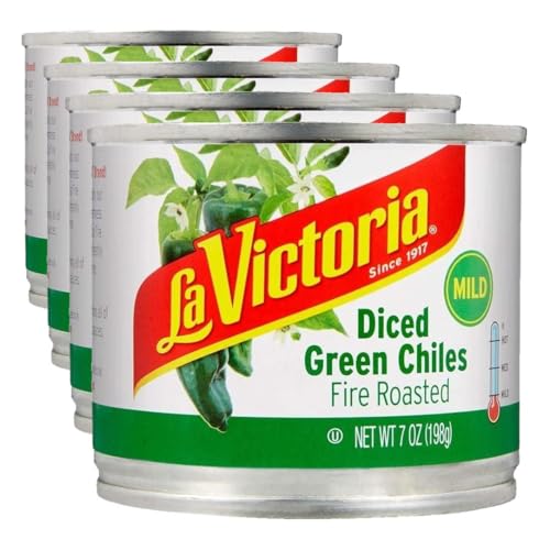 La Victoria Fire Roasted Diced Green Chiles Mild, 4 Ounce (Pack of 24)