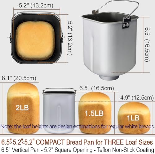 KITCHENARM 29-in-1 SMART Bread Machine with Gluten Free Setting 2LB 1.5LB 1LB Bread Maker Machine with Homemade Cycle - Stainless Steel Breadmaker