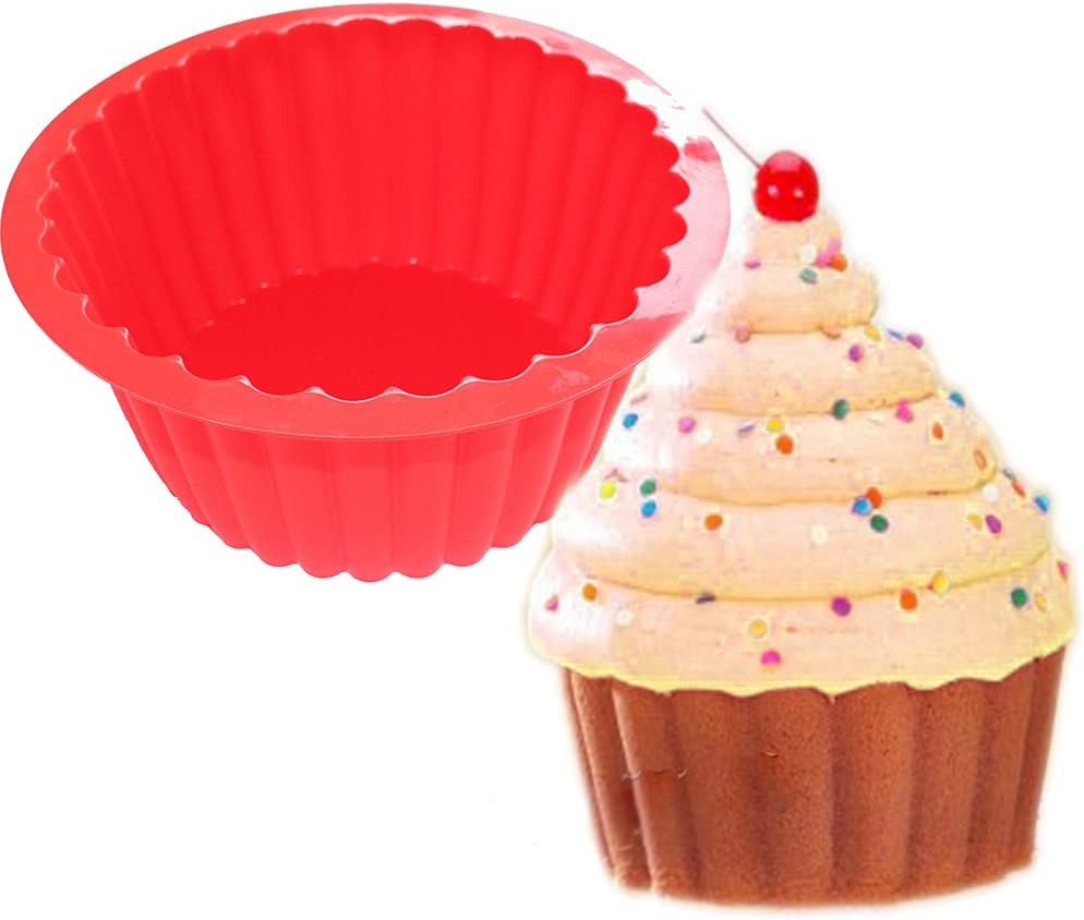 X-Haibei Giant Cupcake Pan Round Chocolate Cake Bread Bakeware Silicone Mold Top Dia. 7.8inch,Bottom 5.3inch, Height 3.5 inch