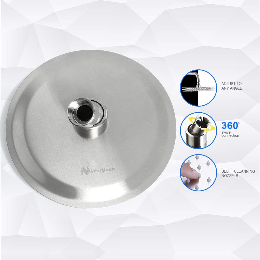 NearMoon Rain Shower Head, Ultra-Thin Design-Pressure Boosting, Awesome Some Experience, High Flow Stainless Steel Rainfall Head (10 Inch