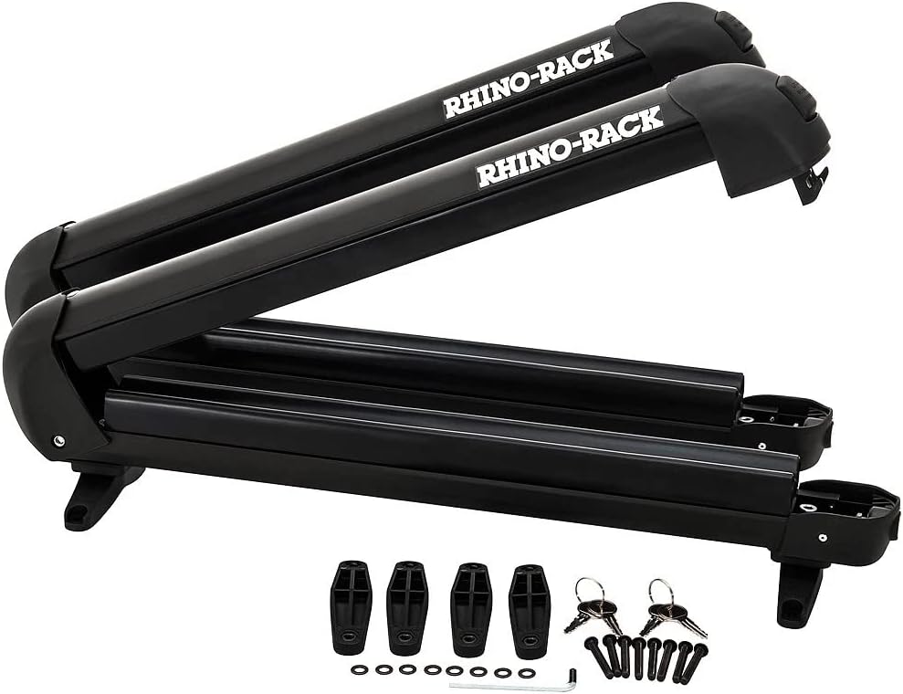 Rhino-Rack Carrier for Skis, Snowboards, Fishing Rods, Paddles, Skateboards, Water Skis, Wakeboard & More, Universal Mounting, Easy to Use, Locking, Lightweight & Heavy Duty, Suitable for All Vehicles