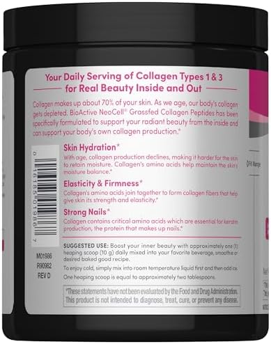 NeoCell Grassfed Collagen Peptides Powder | 7 oz | Unflavored | for Women and Men | Hair, Skin, & Nails