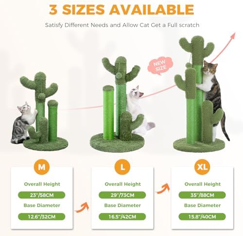 PAWZ Road Cactus Cat Scratching Post 23”Cat Scratcher with Toy Ball