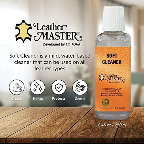 Leather Master Soft Leather Cleaner | Cleans & Removes Stains on Leather, Faux, & Vinyl | Leather Cleaner for Car Seats, Couches, Purses, Shoes & More