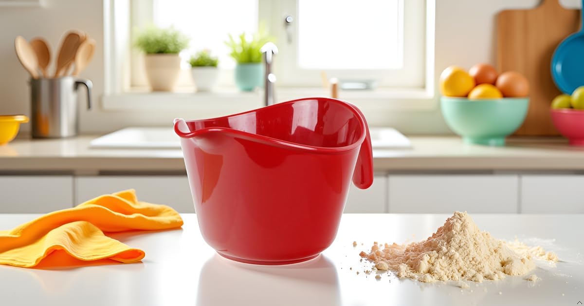 Reston Lloyd, Batter Bowl With Pour Spout, Non-Slip Base, Erogonomic Space Saving Detachable Handle, 2 QT Heavy Duty BPA-Free Microwave & Dishwasher Safe, Plum