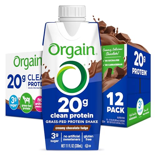 Orgain 20g Clean Grass Fed High Protein Shake, Vanilla, 11 oz, 12pk | Ready to drink dairy grass fed high protein, non-GMO, no soy ingredients, gluten-free, kosher, low net carbs
