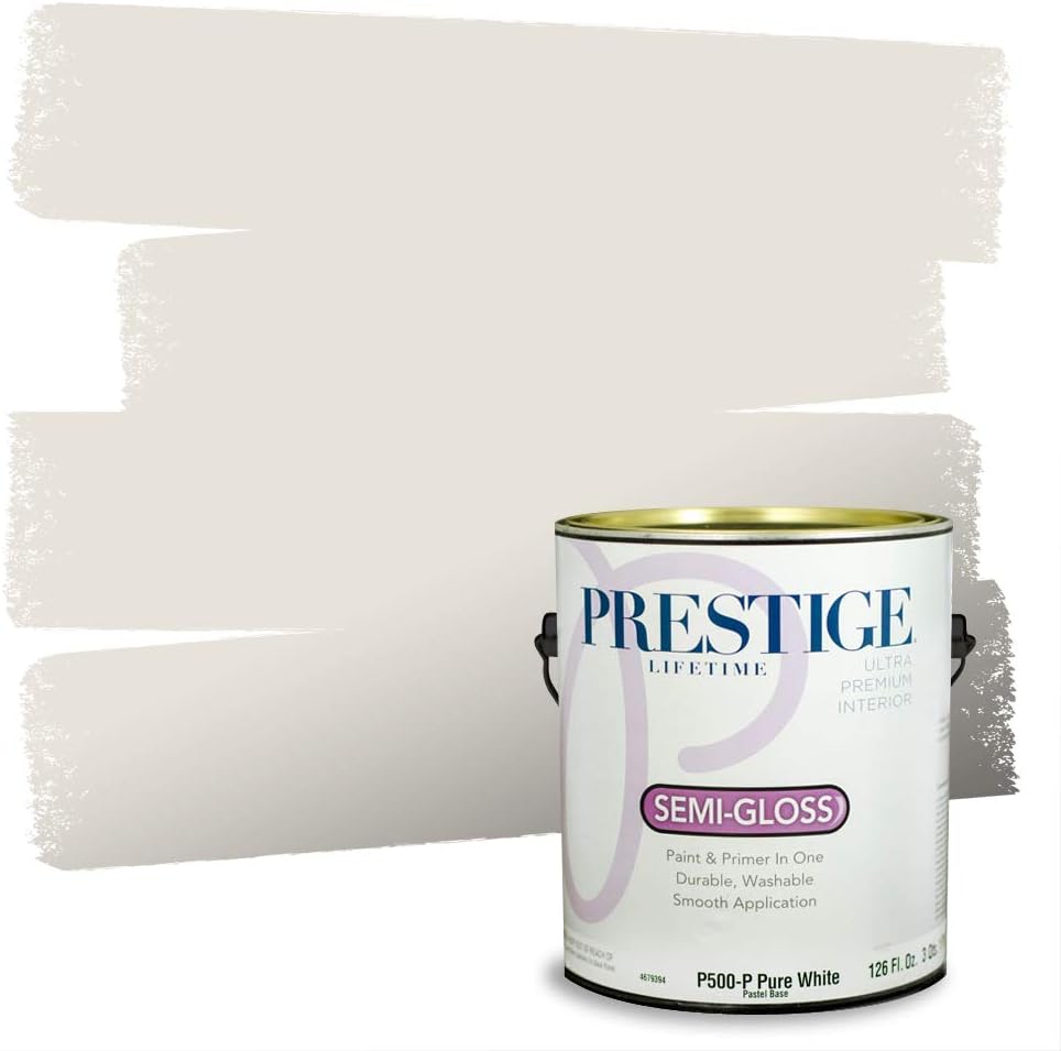 PRESTIGE Paints Exterior Paint and Primer In One, 1-Gallon, Semi-Gloss, Comparable Match of Sherwin Williams* Pure White*