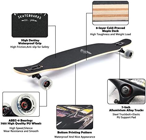 Amrgot 42 inches Complete Longborads Drop Through Deck Concave Cruise Professional Longboards