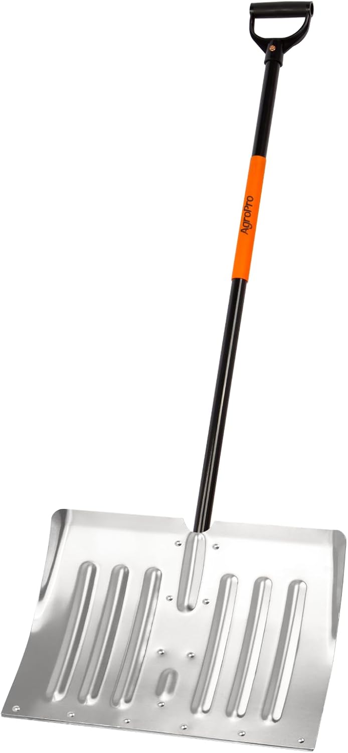 Snow Shovel for Driveway, Aluminum Heavy Duty Snow Shovel for Snow Removal with Ergonomic D-Handle, 53 Inches