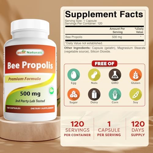 Best Naturals Bee Propolis 500 mg 120 Capsules