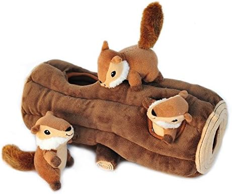ZippyPaws Burrow Hide & Seek Plush Puzzles - Monkey 'n Banana | Interactive Dog & Puppy Toys for Boredom, Stimulating Pet Products to Keep them Busy, Squeaky Toy for Enrichment