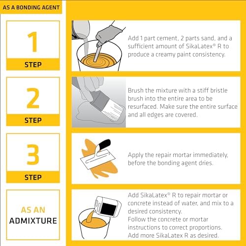 SIKA - SikaLatex R - Concrete Adhesive Glue, White - Admix for Portland-Cement Mortar/Concrete - Resistant to Freezing and thawing Damage - 1-Gallon (Pack of 1)