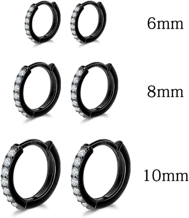 Dlihc 6 Pairs Sterling Silver Hoop and Stud Earrings Set for Women Men