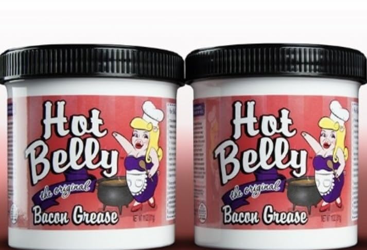 2 PACK Hot Belly bacon grease 2-11 ounce containers. Shelf stable. Download free cookbook with each order