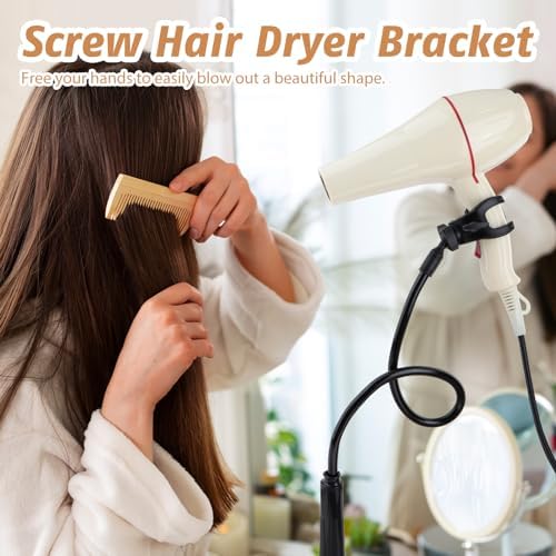 DYNWAVE Dog Hair Dryer Stand, Pet Grooming Table Hair Dryer Holder Hose Tube Holder Hands- Groomers Adjustable Third Arm with Clamp