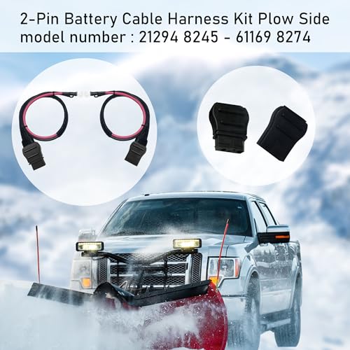 Cable Plow and Truck Side 2-Pin with Dust Cover, Model 21294 8245 61169 8274, Western Plow Parts, Boss Plow Wiring Harness, Snow Plow for Truck