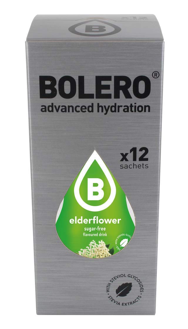 Bolero- Sugar Free Drink Mix Packets Elderberry Fruit Flavors | Powdered Flavored Water Packets | 12 Large Sachet On The Go Packets