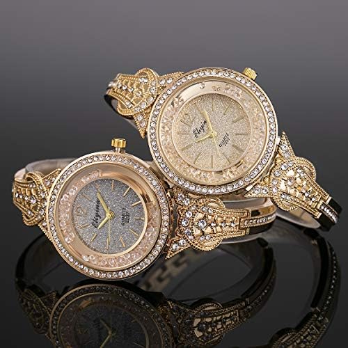 SIBOSUN Lady Women Wrist Watch Quartz Gold Stainless Steel Crystal Dress Fashion Bracelet