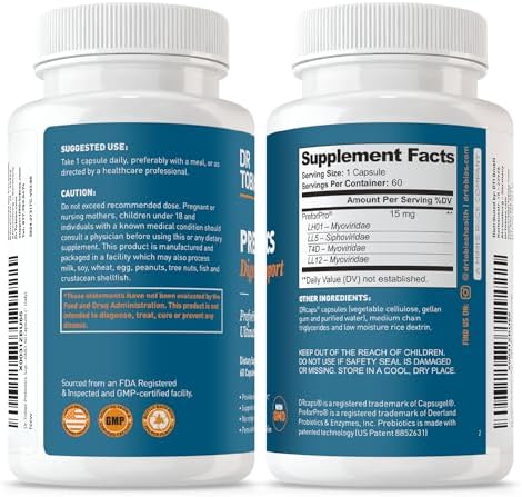 Dr. Tobias Prebiotics, Supports Digestion & Gut Health, Feed Good Probiotic Bacteria, Boost Gut Immune Function, Vegan & Non-GMO Gut Health Supplements for Men and Women, 30 Capsules, 30 Servings