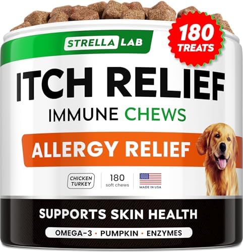 Dog Allergy & Itching Relief - Anti Itch, Skin&Coat Support Chews w/Omega 3