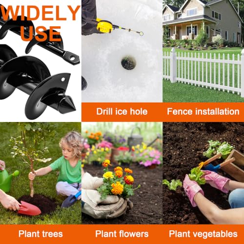 Auger Drill Bit for Planting 4"x12", Garden Plant Flower Bulb Bedding Planter Auger Spiral Drill Bit, Easy Planter Garden Auger