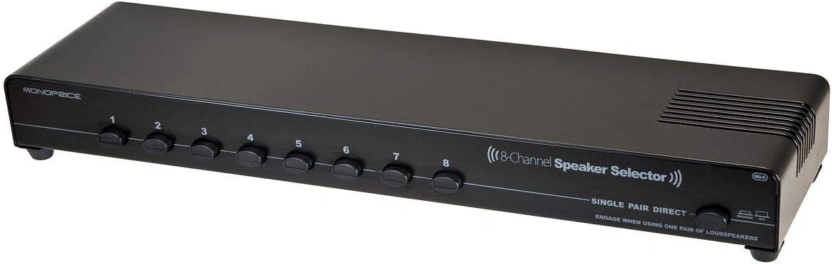 Monoprice 108230 8-Channel Speaker Selector - Black With Impedance Matching Protection, Up To 200 Watts Per Ch. Perfect for Home Theater Audio